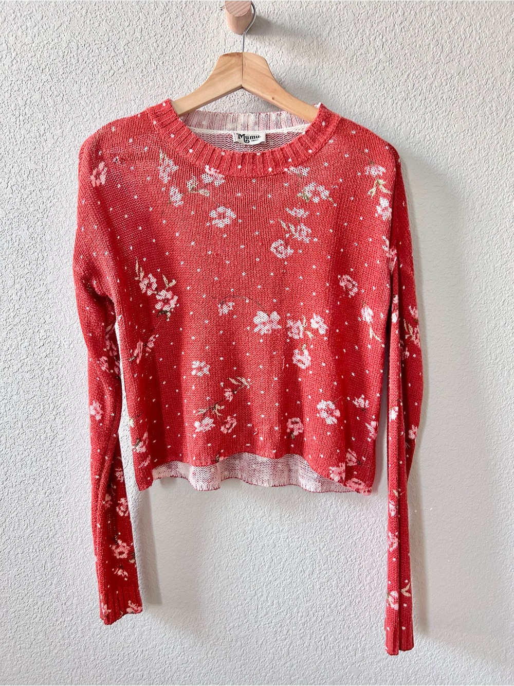 Show Me Your Mumu Cropped Varsity Sweater Dolce Love Me Knit Size Small Floral